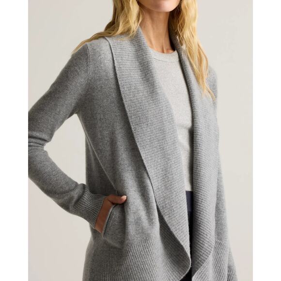 Quince Mongolian Cashmere Open Cardigan Sweater Gray Women’s XL - Picture 2 of 7